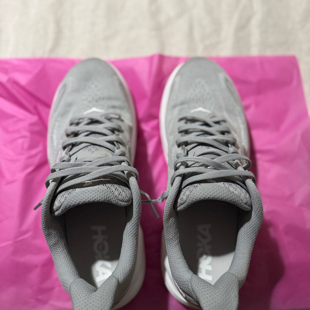 HOKA Clifton Men’s Running Shoes Gray/White Size 10.5D Wide Athletic Sneakers - Picture 8 of 11